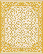 Golden Leaf Scroll Medallion Rug