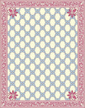Cream Sky Blue Pink Floral Border Rug
