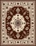 Dark Brown Floral Medallion Tapestry Rug