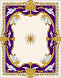 Ornate Purple Gold Acanthus Leaf Frame Rug