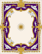 Ornate Purple Gold Acanthus Leaf Frame Rug