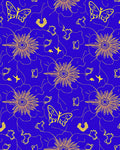 Golden Butterflies Blue Floral Rug