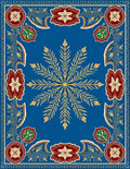 Royal Blue Golden Starburst Medallion Border Rug