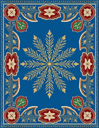 Royal Blue Golden Starburst Medallion Border Rug