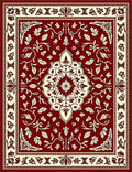 Rich Red Ivory Floral Vine Rug
