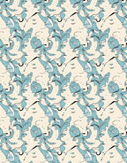 Teal Abstract Floral Swirl Rug
