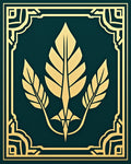 Elegant Teal Golden Feather Trio Rug