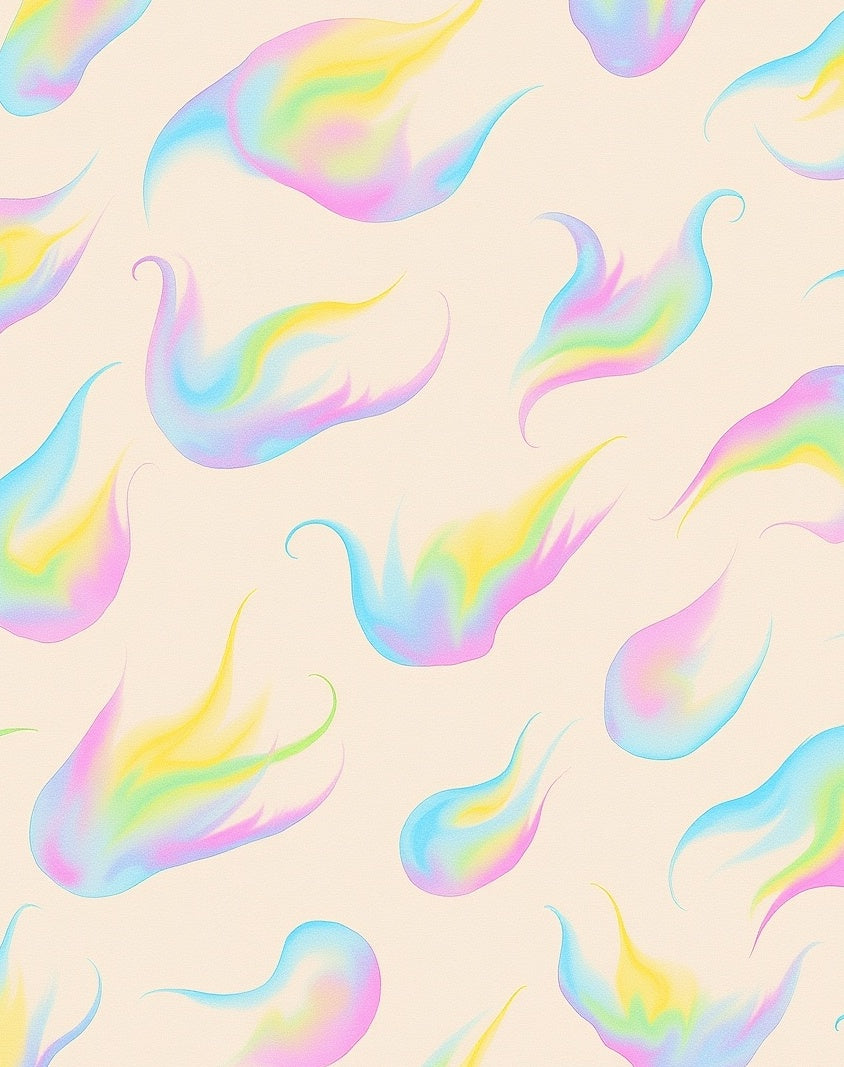 Holographic Pastel Flame Abstract Rug