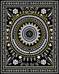 Bold Black White Golden Mandala Rug