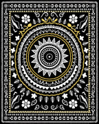 Bold Black White Golden Mandala Rug