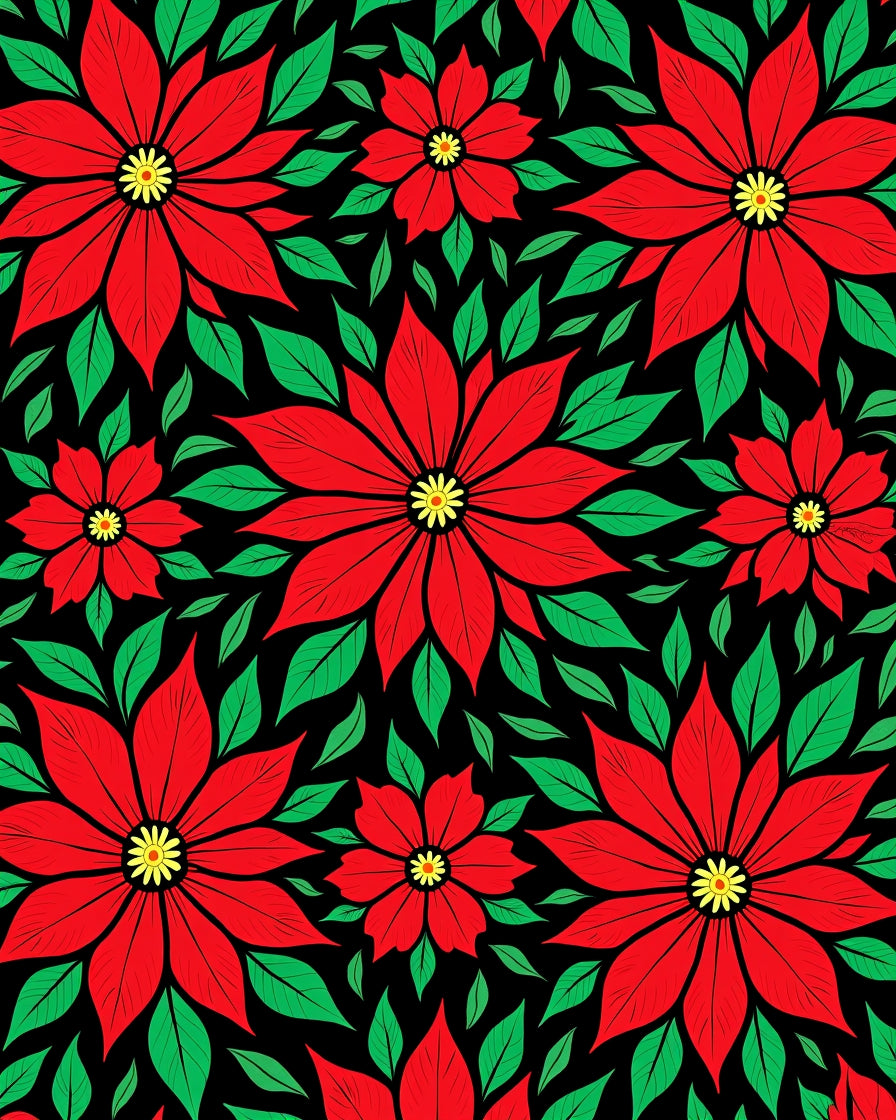 Bold Red Poinsettia Garden Rug