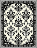 Black Ivory Damask Floral Medallion Rug