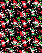 Festive Elves with Candy Canes Black Rug