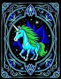 Blue Neon Unicorn Cosmic Night Rug
