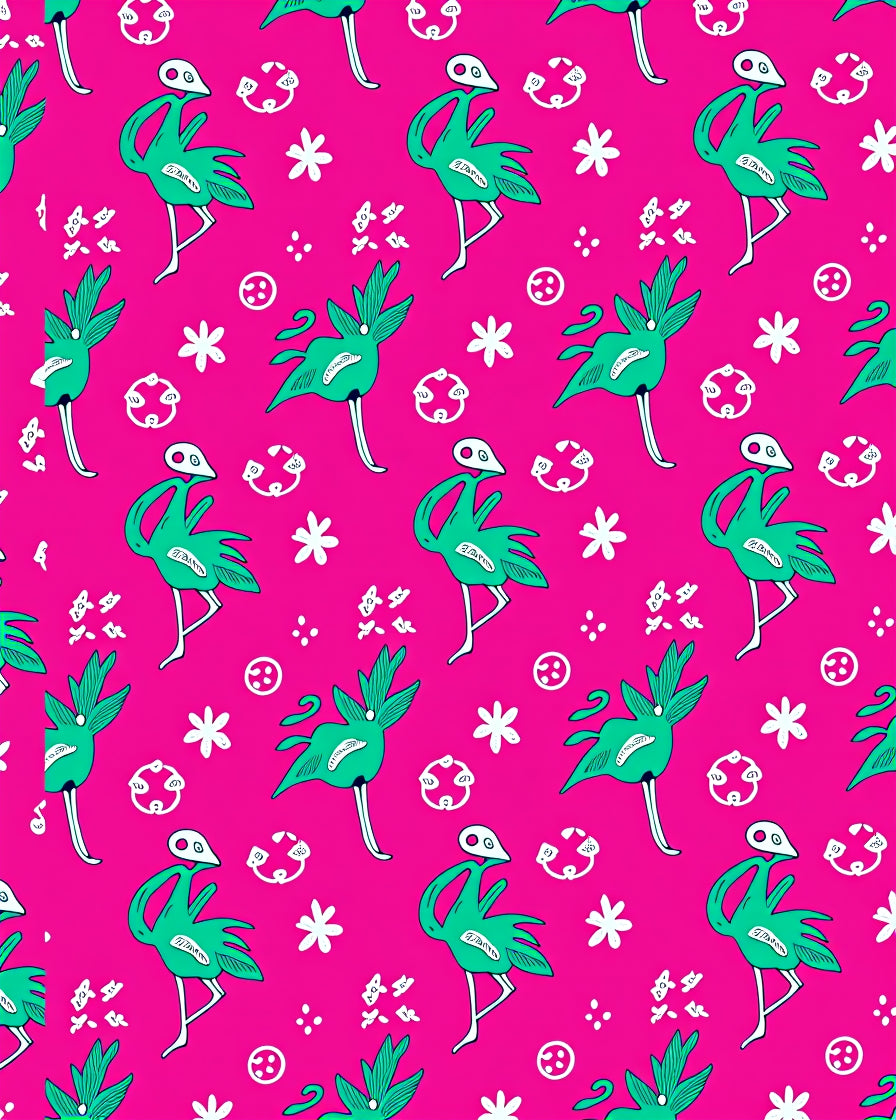 Whimsical Teal Flamingo Pink Field Rug