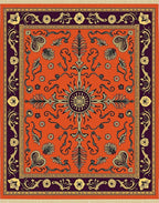 Vibrant Orange Central Sun Floral Rug