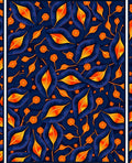 Deep Blue Orange Flame Leaf Rug