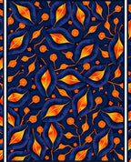 Deep Blue Orange Flame Leaf Rug