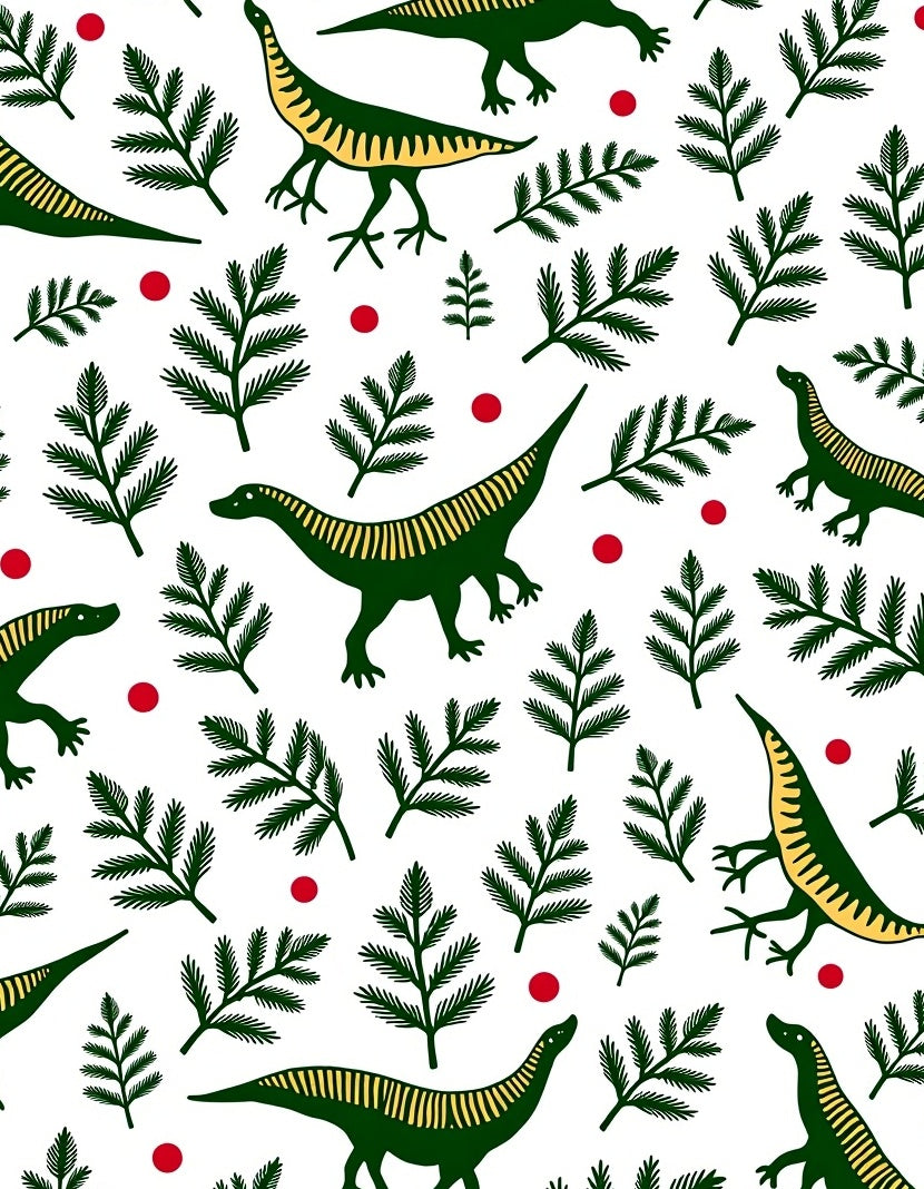 Green Dinosaur Fern and Berry Rug