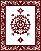 Deep Red Medallion Diamond Border Rug