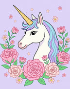 Whimsical Unicorn Pink Rose Garden Rug