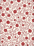 Crimson Floral Swirl Cream Rug