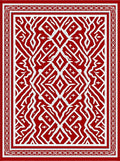 Crimson White Geometric Diamond Medallion Rug