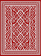 Crimson White Geometric Diamond Medallion Rug