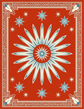 Mid century sunburst star coral Rug
