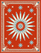 Mid century sunburst star coral Rug