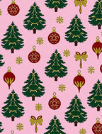 Pink and Green Christmas Tree Ornaments Rug