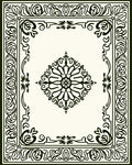 Elegant Cream Black Floral Medallion Border Rug