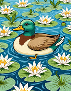 Mallard Duck Among White Water Lilies Rug