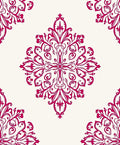 Crimson Floral Medallion on White Ground Rug
