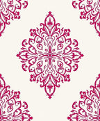 Crimson Floral Medallion on White Ground Rug