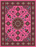 Vibrant Pink Floral Medallion Border Rug