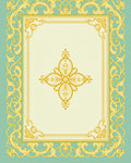 Vintage Gold Ornate Floral Frame Rug