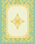 Vintage Gold Ornate Floral Frame Rug