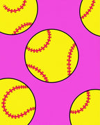 Bright Yellow Softball Stitch Repeat Rug