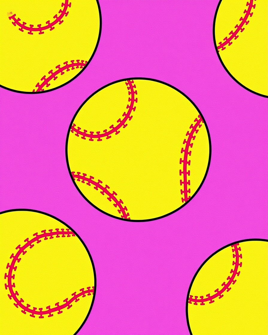 Bright Yellow Softball Stitch Repeat Rug
