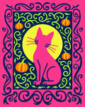 Pink Cat Pumpkin Floral Border Rug