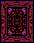 Vibrant Pink Red Floral Scroll Frame Rug