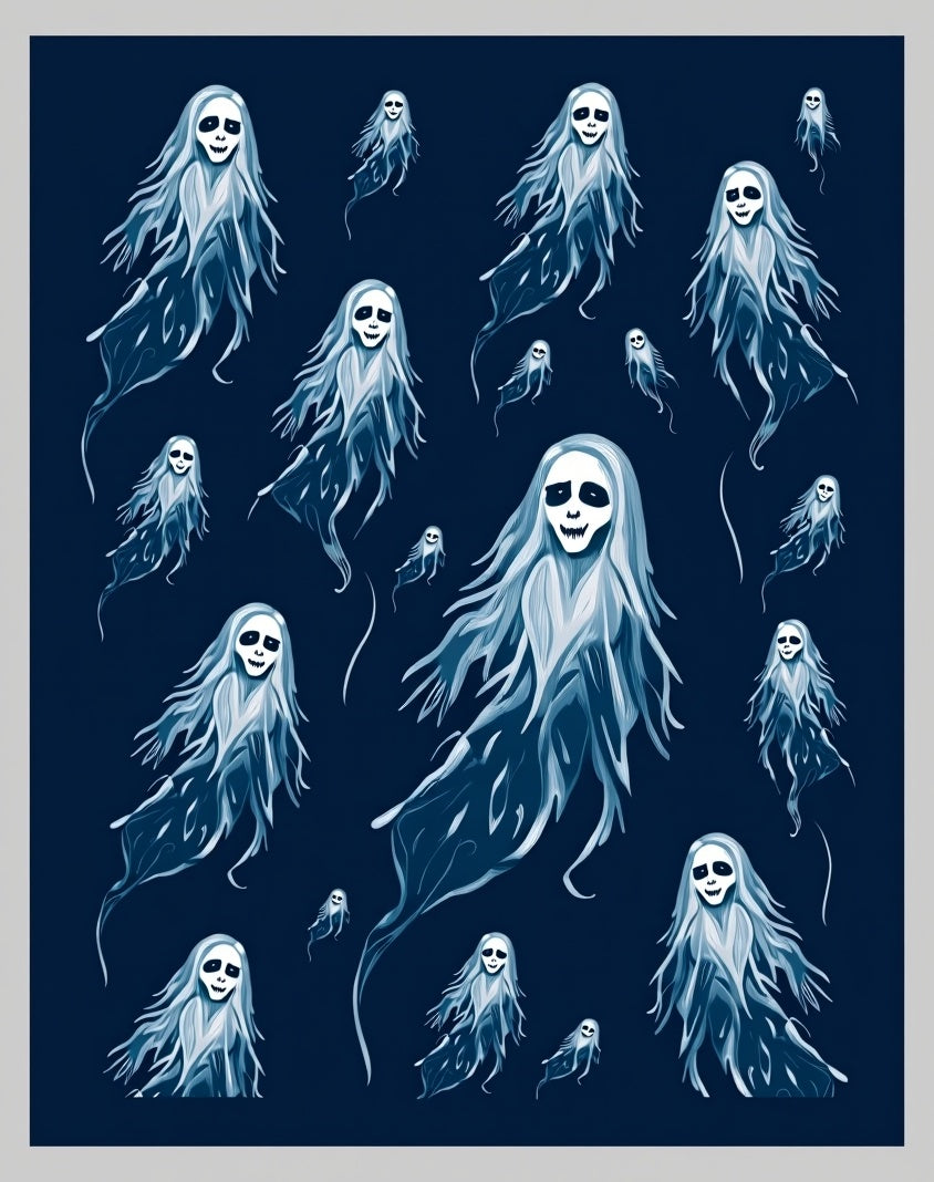 Spooky Blue Ghost Gathering Rug