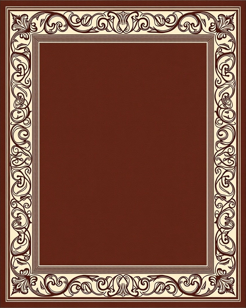 Rich Crimson Filigree Border Rug