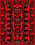Bold Red Abstract Tribal Medallion Rug