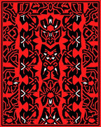 Bold Red Abstract Tribal Medallion Rug