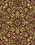 Crimson Gold Swirl Floral Medallion Rug