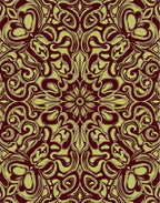 Crimson Gold Swirl Floral Medallion Rug