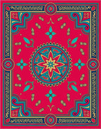 Vibrant Red Floral Medallion Rug