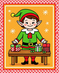 Whimsical Elf Present Wrapping Christmas Rug
